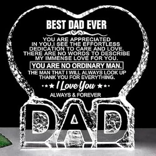 ZHSHWAT Fathers Birthday Day Gifts for Dad, to My Dad Heart-Shaped Crystal Mother Day Anniversary Birthday Gifts for Dad from Daughter, Son, Kids