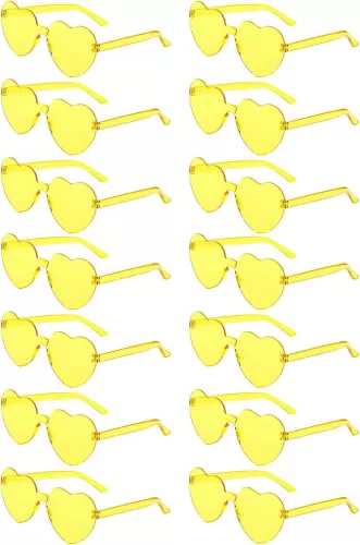 14 Pairs Heart Shaped Sunglasses Candy Color Rimless Fun Heart Glasses for Women Party Favors