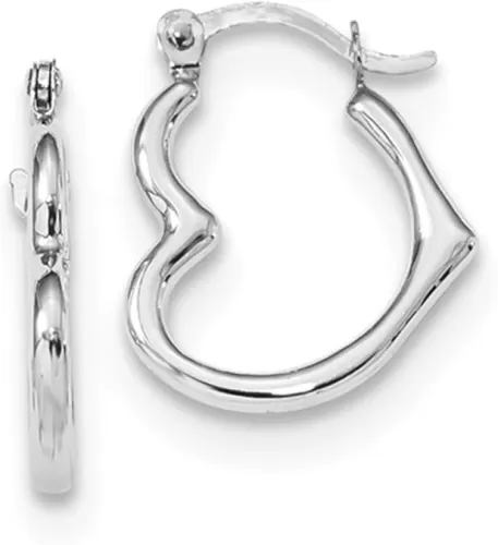 14K Gold Heart Shaped Hoop Earrings (2mm thick), 16-20mm.