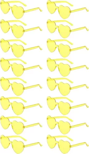 16 Pairs Heart Shaped Sunglasses Candy Color Rimless Fun Heart Glasses for Women Party Favors