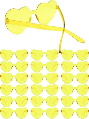 18 Pairs Heart Sunglasses Rimless Heart Shaped Glasses Bulk Pack for Women Colored Party Birthday