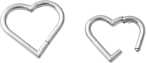 2 Pcs 16G Heart Daith Piercing Jewelry Stainless Steel Heart Shaped Clicker Rook Hoop Tragus Ring 10mm 8mm Cartilage Helix Earring for Women and Girls