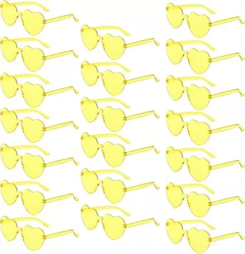 20 Pairs Heart Shaped Sunglasses Bulk, Colorful Rimless Fun Heart Sunglasses for Women Party Favors