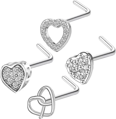 20G Nose Ring Studs 316L Butterfly and Spider Nose Ring Studs CZ Heart Flower Nose Stud Surgical Steel Piercing Jewelry…