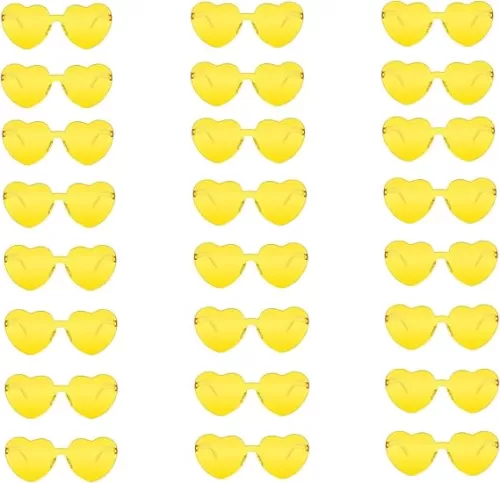 24 Pairs Heart Glasses Candy Rimless Sunglasses Trendy Eyewear Heart Sunglasses Bulk for Party Favors