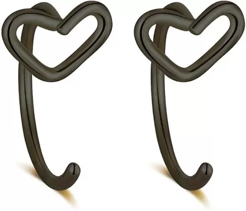 2Pcs 20G Heart Nose Rings Hoop for Women Minimalist Stainless Steel Nose Hoops Cartilage Earrings Nose Nostril Piercing Jewelry