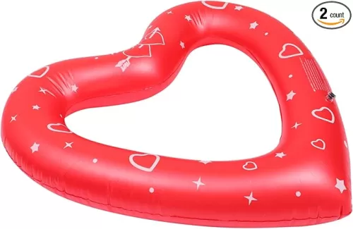 2pcs Inflatable Heart Shaped Swimming Fun Swim Supplies for Pool Beach Smooth Inner Material for Aquatic Recreation Random Styles