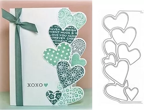 3D Backgrounds Frame Metal Cutting Die for Scrapbooking, New Cutting Dies DIY Album Card Making Decor Paper Craft Metal Die Cuts Party Wedding Decorations (Heart-Shaped B 4.9 x 2.2 in)