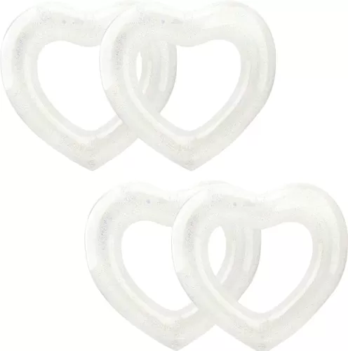 4 Pack Inflatable Swim Rings Float Heart Shaped Swimming Circle Pool Floats for Adults Pool Beach Party Supplies, 47.2 x 39.4 Inch