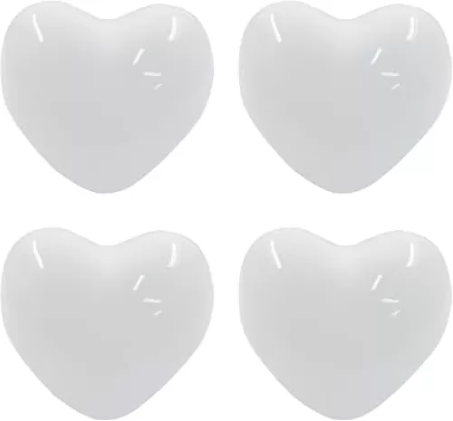 4 Pcs Ceramic Cabinet Knobs White Heart Shaped Drawer Knobs Dresser Handles Heart Shaped Kids Child Room Decorative Pulls for Door Cabinet Drawers Cupboard