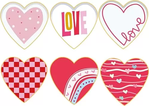 48pcs 9 inch Valentines Day Heart Shaped Paper Plate - Pink Red White Heart Plate Decorative, Tableware for Anniversary, Birthday, Wedding, Kids Party Supplies Decor (PLATE ONLY)