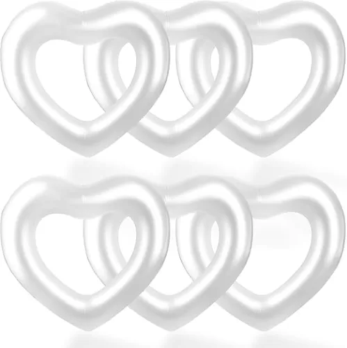 6 Pack Inflatable Heart Pool Float Blow up Heart Shaped Swim Ring Summer Heart Swimming Tube for Adults Beach Pool Bachelorette Water Fun Party Toys, 47.3 x 39.4 Inch (Color Set 2)