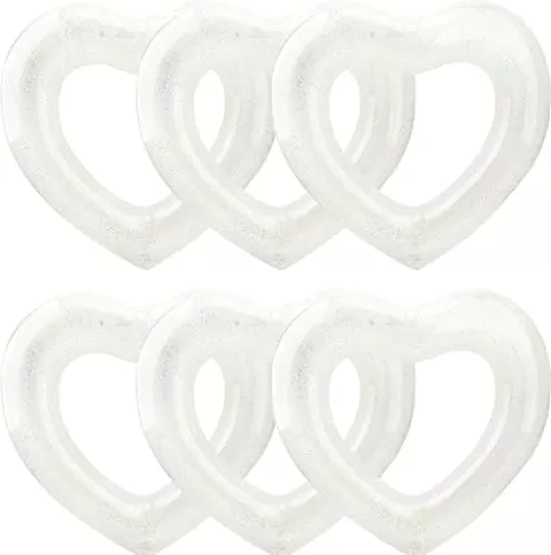 6 Pack Large Glitter Heart Pool Float 43 Inch Heart Shaped Pool Float Swimming Pool Floats Inflatable Swim Rings Inflatable Swimming Tube Ring for Adults Summer Beach Party