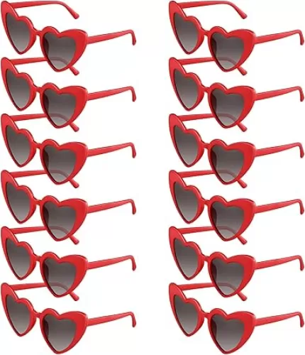 6/12/24/48 Pack Heart Sunglasses Vintage Heart Shaped Glasses Bulk Bachelorette Sunglasses for Women Wedding Party