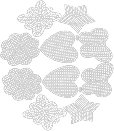 Anneome 25pcs Plastic Grid Canvas Sheets for Embroidery & Cross Stitch DIY Crafting Tool for Knit Yarn Projects Includes Butterfly Heart Star Shapes Size