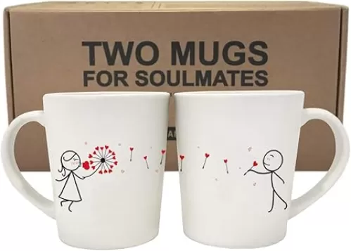 BoldLoft My Heart is All Yours Couple Coffee Mugs-Couples Gifts for Him, Boyfriend, Husband, Mug Gift for Wedding, Anniversary, Valentine, Birthday, His and Hers Romantic Home Decor