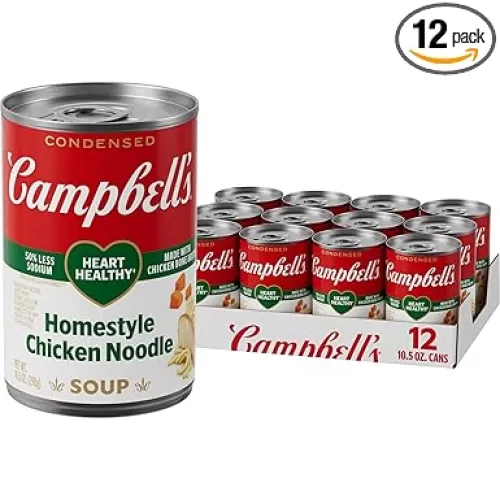 Campbell’s Condensed Heart Healthy Homestyle Chicken Noodle Soup, 10.5 oz Can (12 Pack)