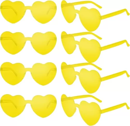 CHRORINE 8/16/ 24 Pairs Heart Shaped Sunglasses Rimless Heart Glasse Transparent Candy Colors for Party Favor