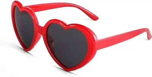COASION Red Heart Sunglasses for Women Polarized Heart Shaped Glasses Cute Eyewear