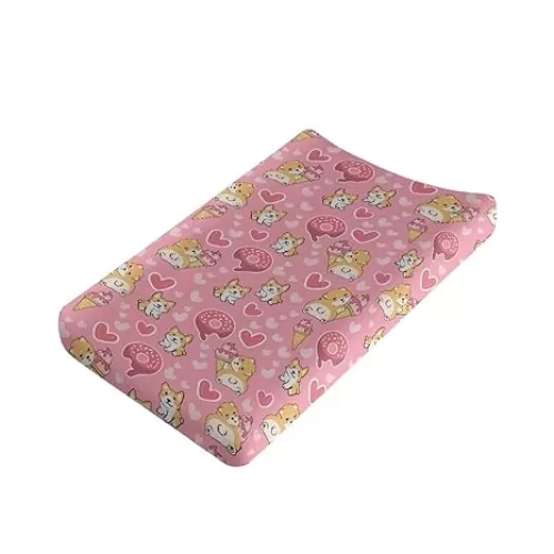Corgi Heart Baby Changing Pad Cover Ultra Soft Stretchy Diaper Change Table Pad Cover for Girls Boys Breathable Changing Mat Decorative Covers for 32''X16''