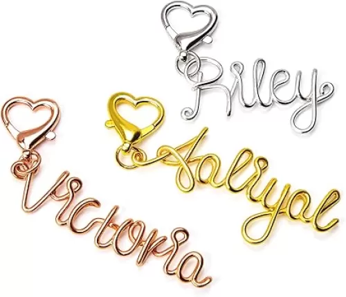 Custom Handmade Bag Charm - Personalized Name Keychain - Heart Keepsake Gifts for Women, Granddaughter, Wife