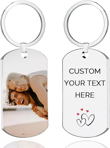 Custom Keychain with Picture， Customized Double-sided Gifts for Boyfriend, Family, Lover, Dad