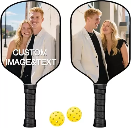 Custom Pickleball Paddles with Photo Text Logo, Personalized Pickleball Paddles with Comfort Grip, Pickleball Paddle Single, Personalized Gifts for Beginners, Lover, Boyfriend