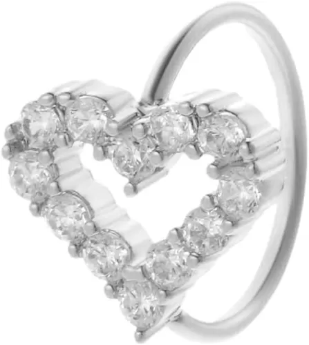Dainty Heart Nose Ring Hoop Crystal CZ Love Hearted Cartilage Earring Fashion Body Piercing Valentine