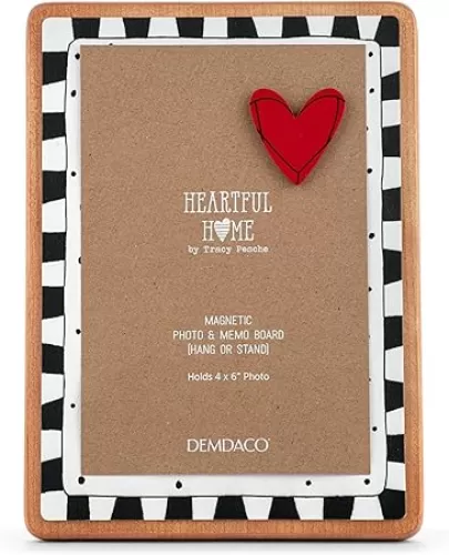 Demdaco Wall or Tabletop Magnetic Memo Board, 5 x 7 Inch Iron, Red Heart - Assorted Set of 3