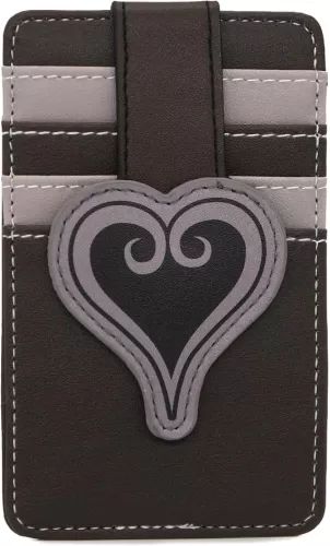 Disney Vegan Leather Wallet, ID Card Holder, Kingdom Hearts Heart Black Gray Slots