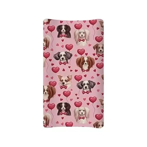 Dog Heart Baby Changing Table Cover for Girls Diaper Change Table Sheets Soft Breathable Stretchy Changing Mats Covers