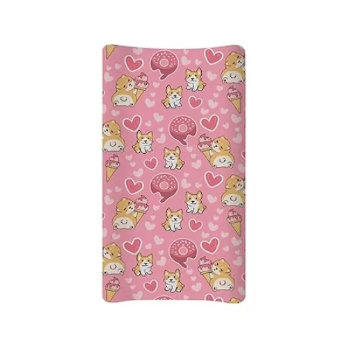 Dog Heart Valentine Changing Pad Cover Waterproof Diaper Changing Cover Durable Breathable Soft Universal Tray Table Mat Infant/Toddler