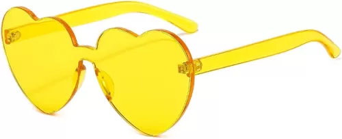 Dollger Heart Shape Sunglasses One Piece Transparent Rimless Candy Color Glasses…