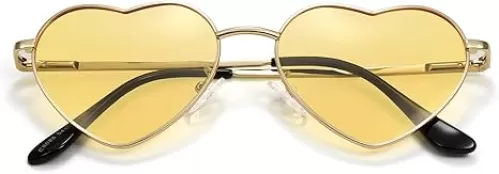 Eiuizah Polarized Heart Sunglasses for Women Men - Cute Trendy Sun Glasses Metal Frame UV400 Protection Lens