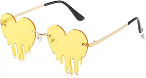 ENTHYI Melting Heart Sunglasses for Men/Women Rimless Irregular Party Unique Sun Glasses