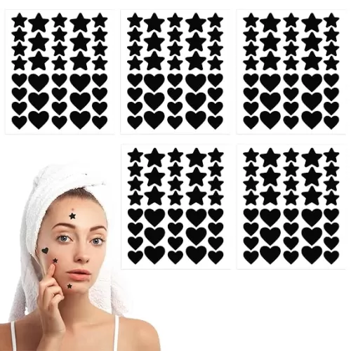 Face Pimple Patches 180 Pcs Acne Pimple Patch Black Star Covers Heart Shaped Hydrocolloid Pad Pore Cleaning Strips Sticky Spot Stickers Invisible Spot Absorbing Zit for Decoration Women Men