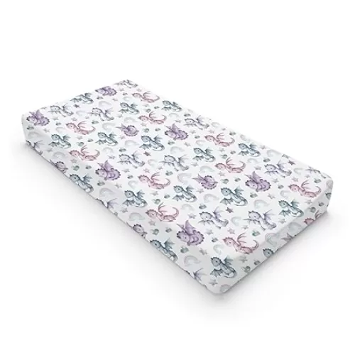 Fairytale Dragons Rainbow Love Stars Baby Changing Pad Covers Boy Girl 32''x16'' Cute Baby Dragons Hearts Fitted Diaper Change Table Mats Jungle Animals Soft Breathable Nursery Changing Table Sheets
