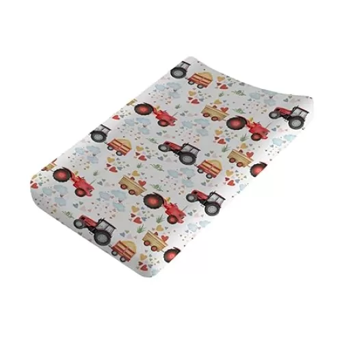 Farm Harvest Truck Tractor Love Baby Changing Pad Covers for Boy Girl 32''x16'' Baby's First Valentine's Day Hearts Fitted Diaper Change Table Sheets Soft Breathable Nursery Change Table Mats