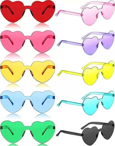 Frienda 20 Pairs Valentineâ€˜s Day Heart Shaped Sunglasses Rimless Candy Color Glasses for Women Men Party Favor(Cute Colors)