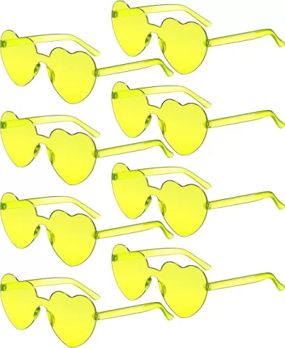 Frienda 8 Pairs Heart Shaped Sunglasses for Women Rimless Heart Glasses Candy Color Sunglasses for Party Favor