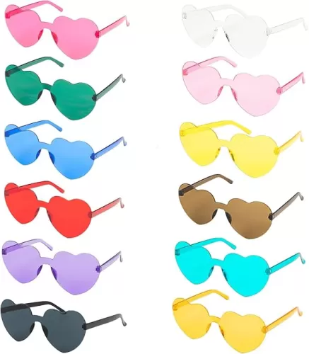 FUNUPUP Heart Shaped Sunglasses Bulk Rimless Heart Shaped Glasses for Women Bachelorette Party