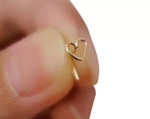 Hand Made 14K Gold Fill Heart Nose Stud Heart Tragus Earring Heart Cartilage Earring Tragus Stud Nose Stud Nose Piercing Nose Ring Stud Tiny Stud Earring 925 Sterling Silver 14K Rose Gold Fill 20G 22G