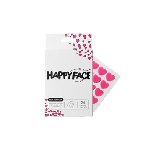 HappyFace Pimple Patches, Pink Heart Hydrocolloid Pimple Patch For Face, Acne Patches, 24 Count, All Skin Types