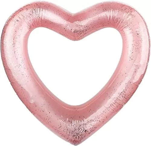 Heart Shaped Inflatable Pool Float, Large Love Heart Swimming Ring for Adults & Teens, PVC Inflatable Pool Tube Bachelorette Party Swim Rings for Summer, Beach, Lake, Couples, Photo Props