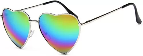 Heart Sunglasses Thin Metal Frame Hippie Lovely Aviator Style Eyewear