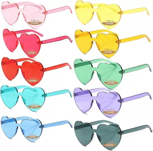 Heart Thick Oversized Rimless Sunglasses One Piece Heart Shape Eyewear Colored Sunglasses for Women