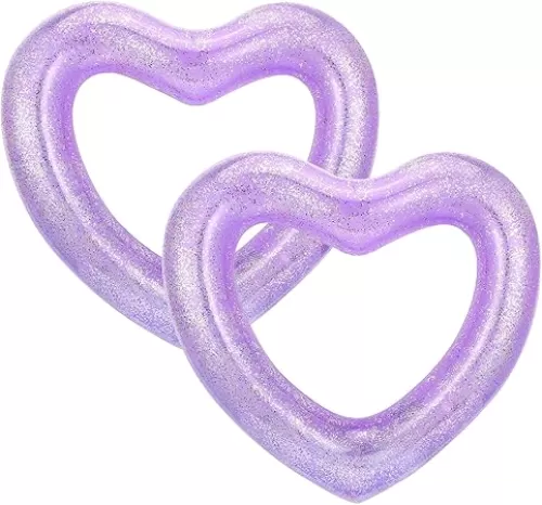 HeySplash Pool Floats, Adult Size Heart Inflatable Pool Floatie for Bachelorette Party, Swim Tube Rings, River Lake Beach Floaty, Wedding Bride Valentine Decor, Fun Toy Raft Lounge, Pink