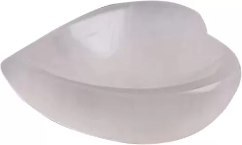 Himalayan Glow Selenite Crystal Heart Shape Bowl 10cm, Standard, White