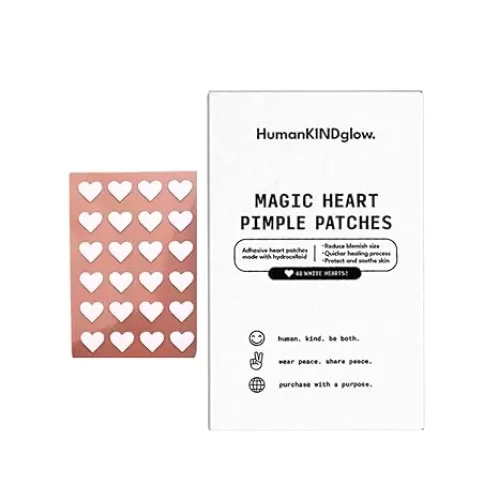 Humankindglow Magic Heart Pimple Patches for Face – 48 Hydrocolloid Acne Patch | Blemish Patches & Spot Treatment for Pimples, Acne| Cute Heart Pimple Patch Design for Skincare