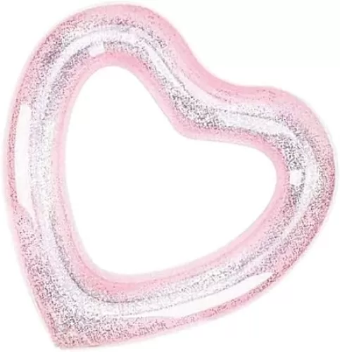 IMIKEYA Inflatable Heart Shaped Pool Float Glitter Swim Ring for Beach Pool Fun Material Lightweight Portable for Summer Parties Outdoor Activities